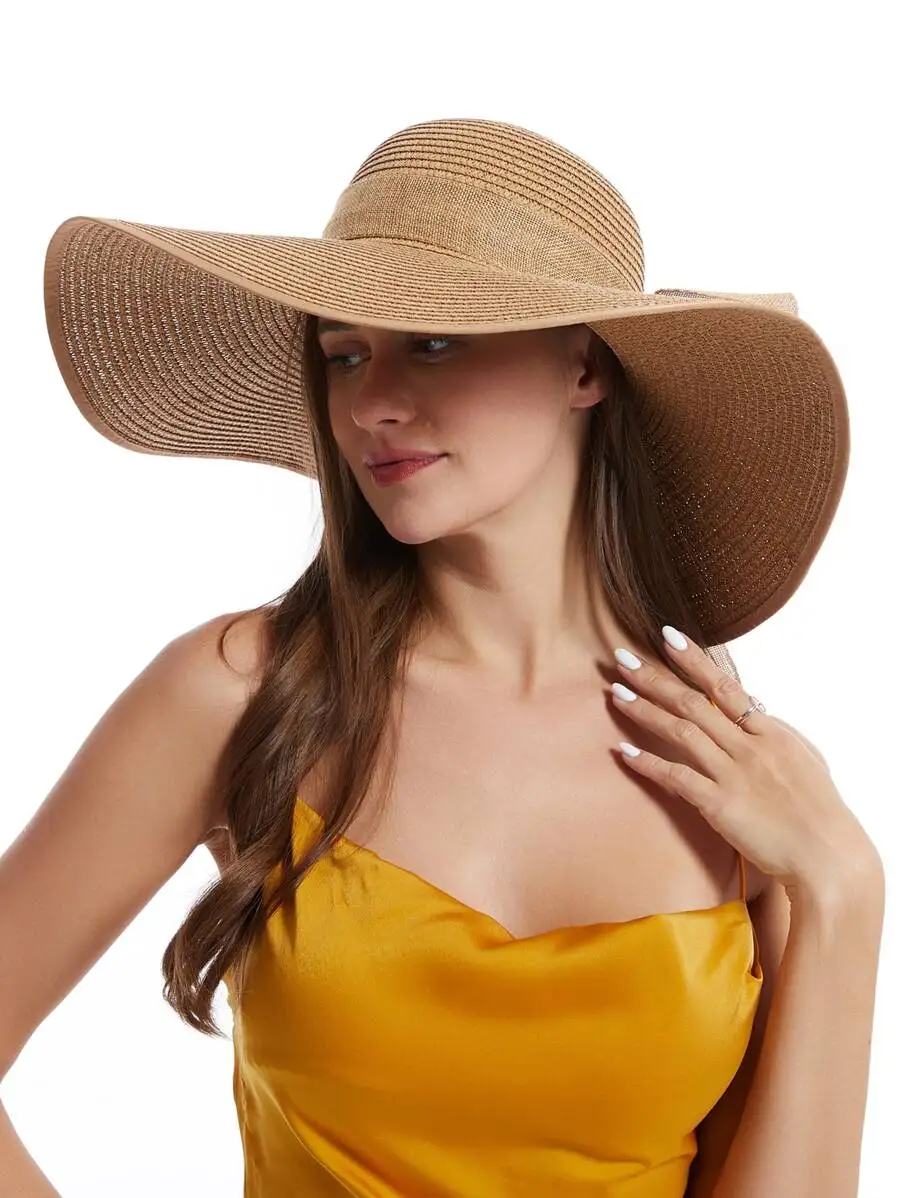 Hat Floppy Wide - Womens Wide Brim Floppy Straw Sun