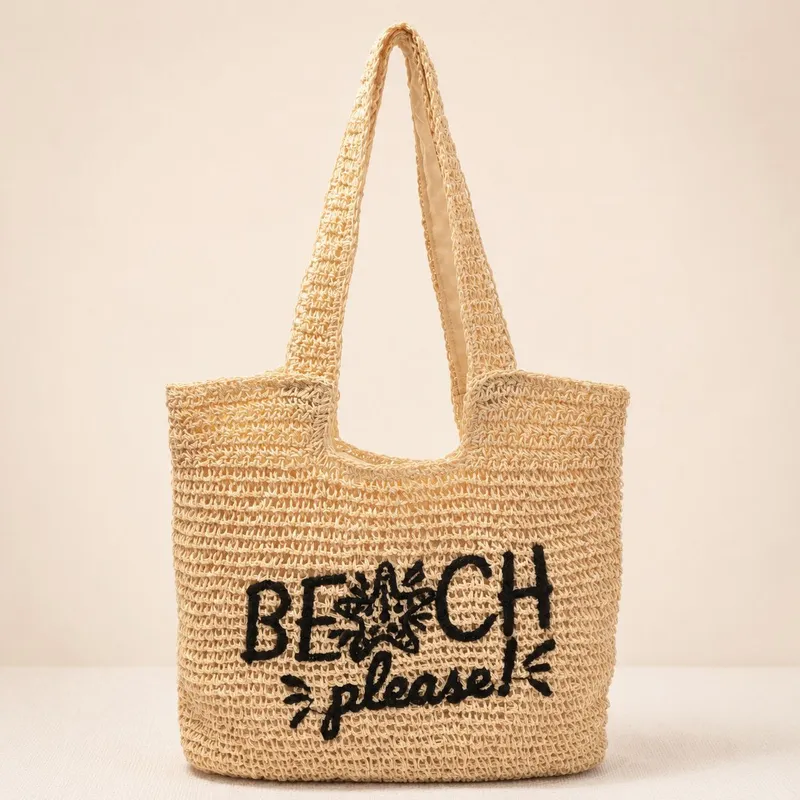 Tote Bag Beach - Women's handwoven straw tote bag with
