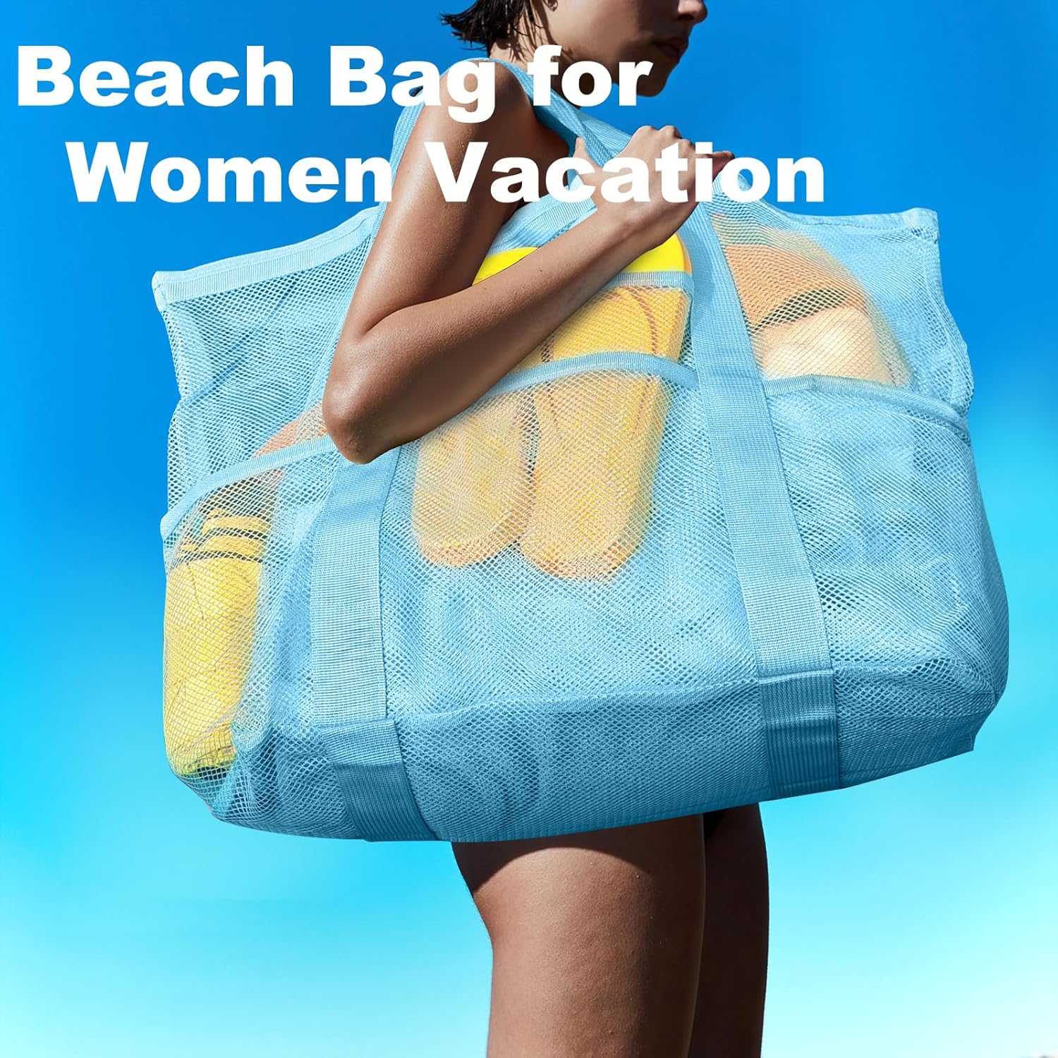 Mesh Beach Bag, Large Tote wit - Tote Bag Beach 리뷰 및 가격