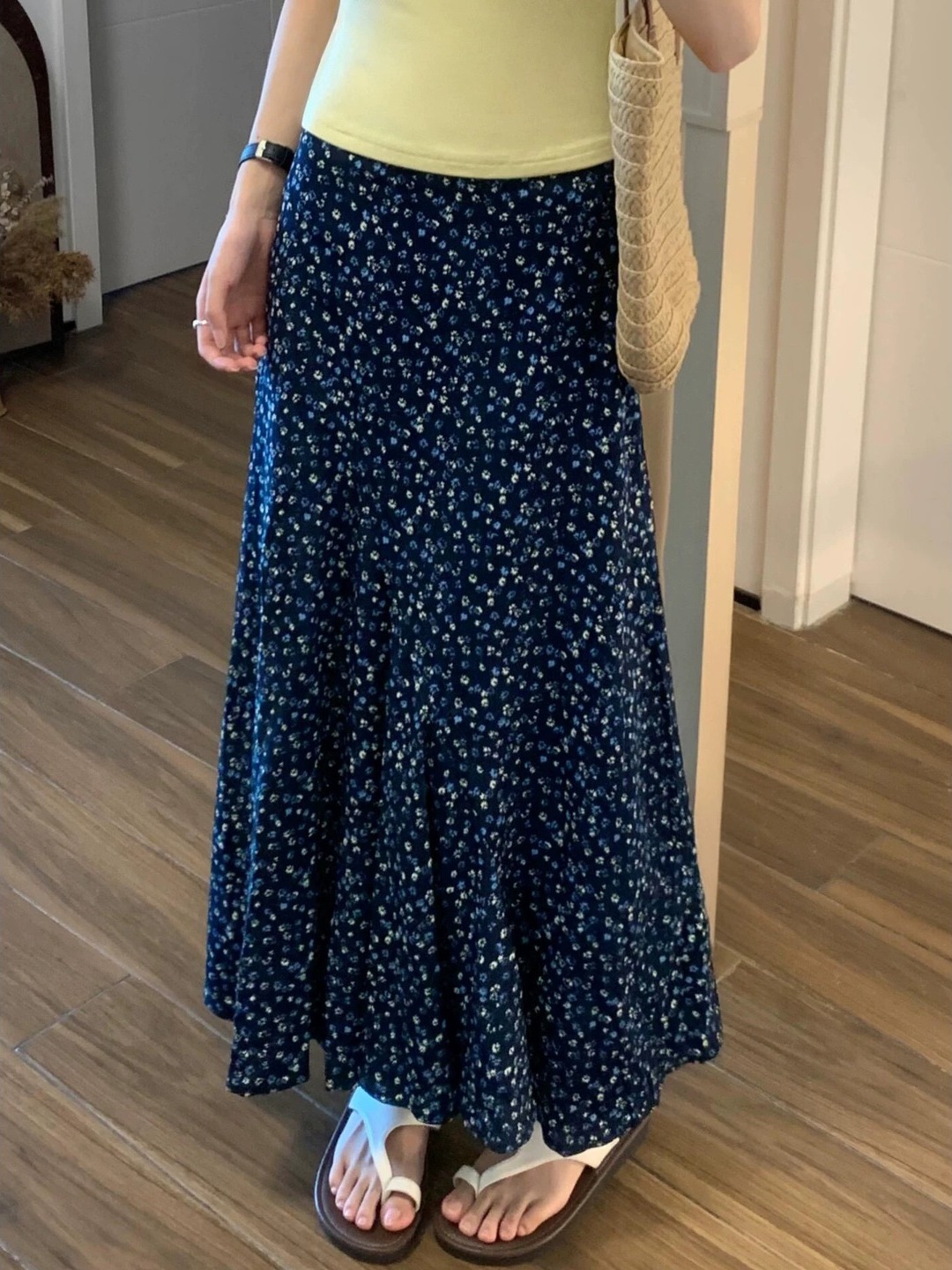 plus Size Floral Print A-Line  - Midi Skirt Floral 리뷰 및 가격