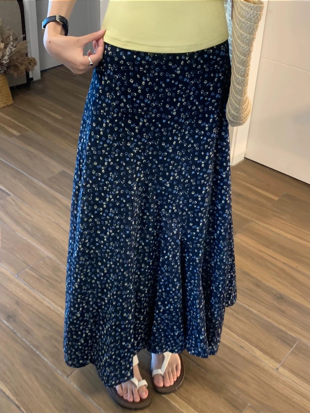 plus Size Floral Print A-Line  - Midi Skirt Floral 리뷰 및 가격