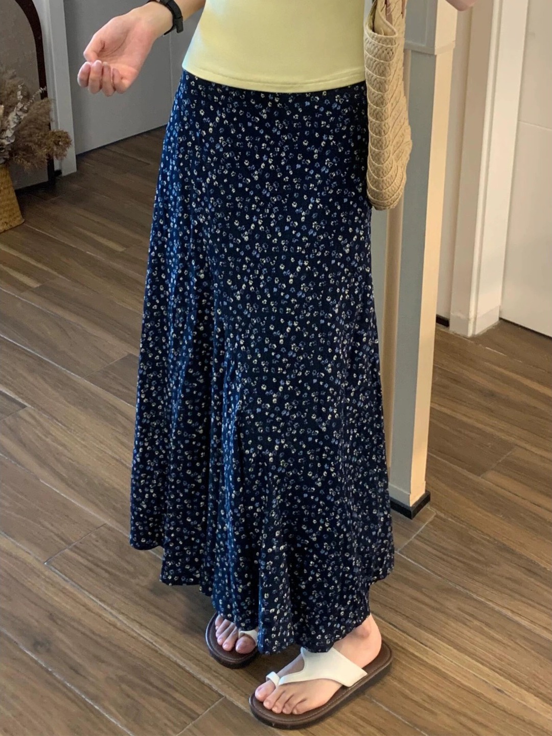 plus Size Floral Print A-Line  - Midi Skirt Floral 리뷰 및 가격