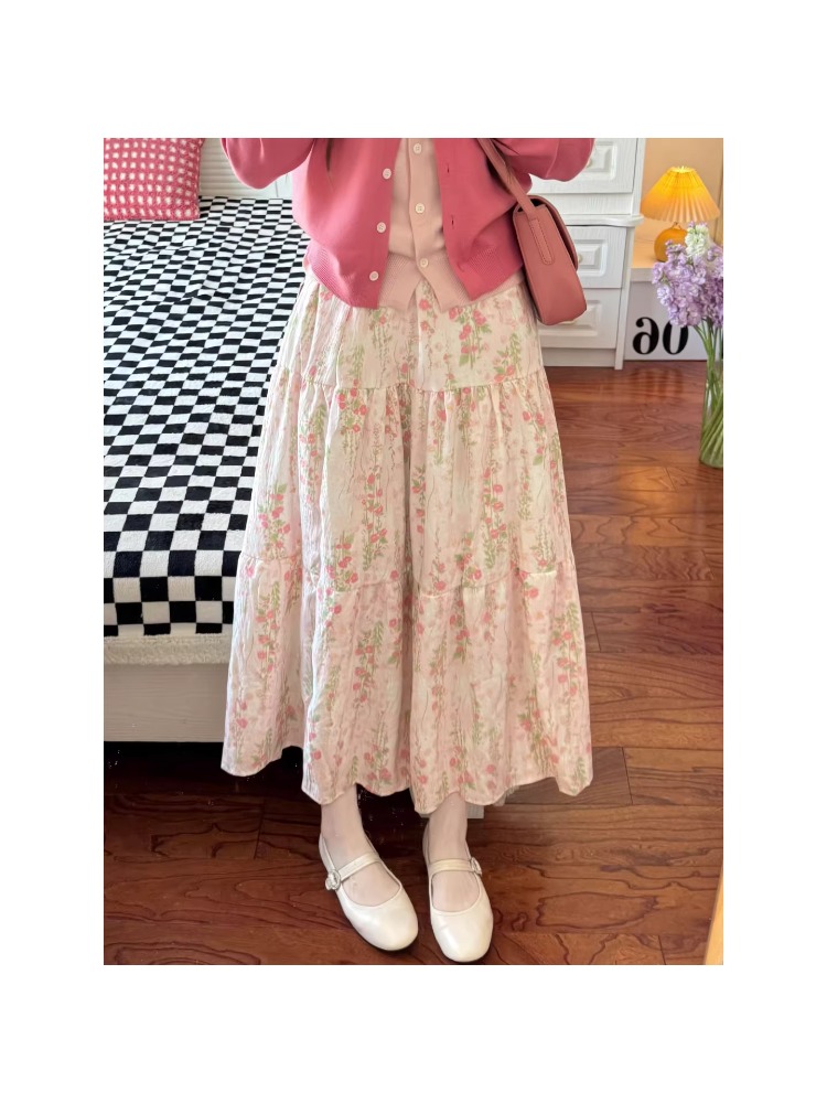 plus Size Women's Floral Print - Midi Skirt Floral 리뷰 및 가격