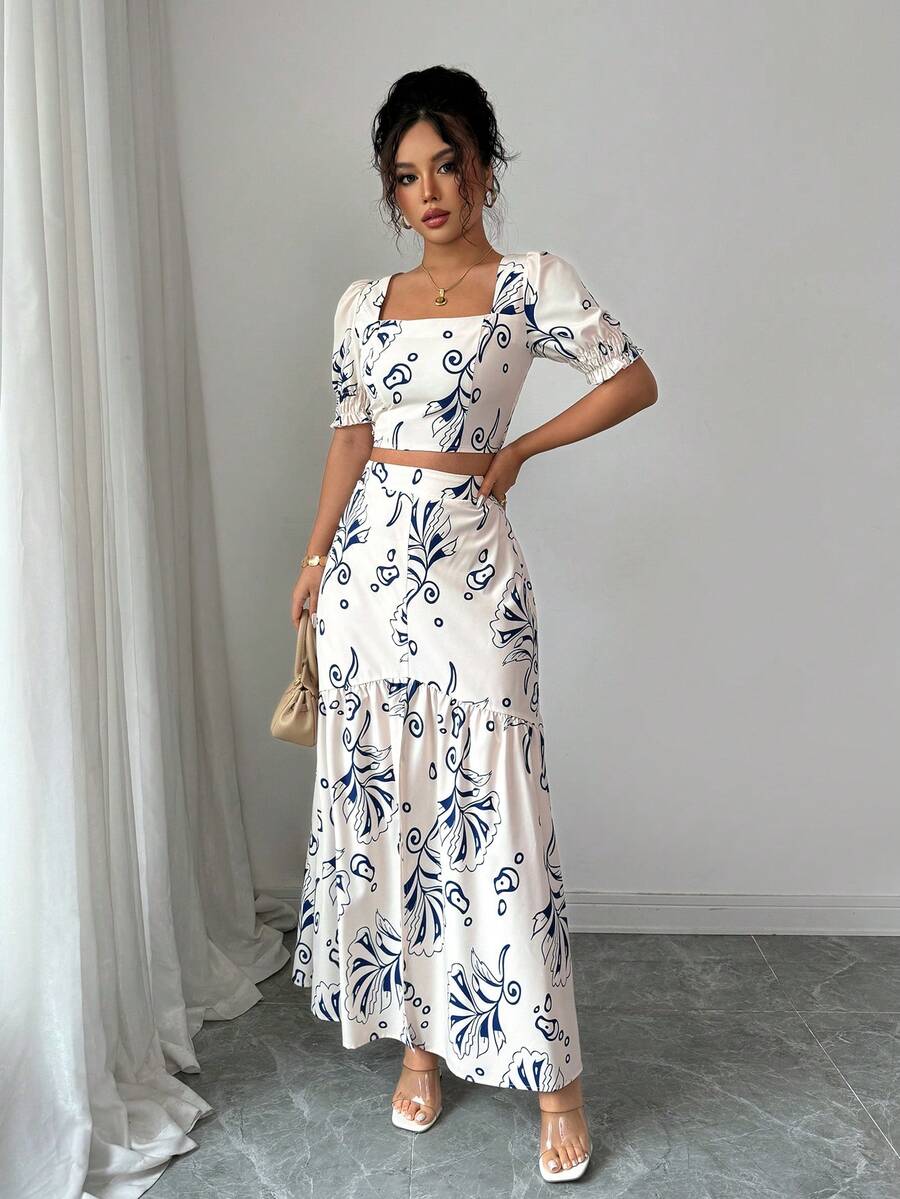 Floral Print Women 2Pcs Outfit - Romper Floral Print 리뷰 및 가격