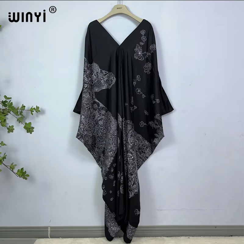 WINYI print summer maxi dress  - Cover Up Kaftan 리뷰 및 가격