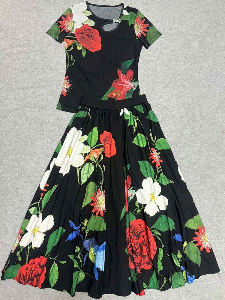 Retro summer new two-piece T-s - Romper Floral Print 리뷰 및 가격
