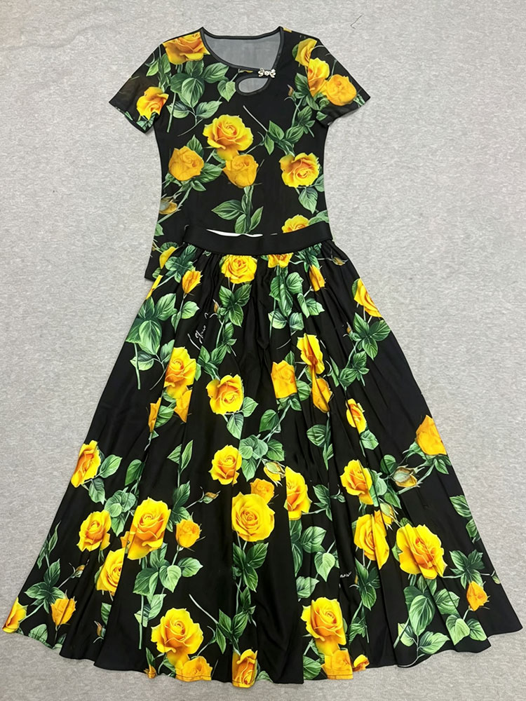 Retro summer new two-piece T-s - Romper Floral Print 리뷰 및 가격