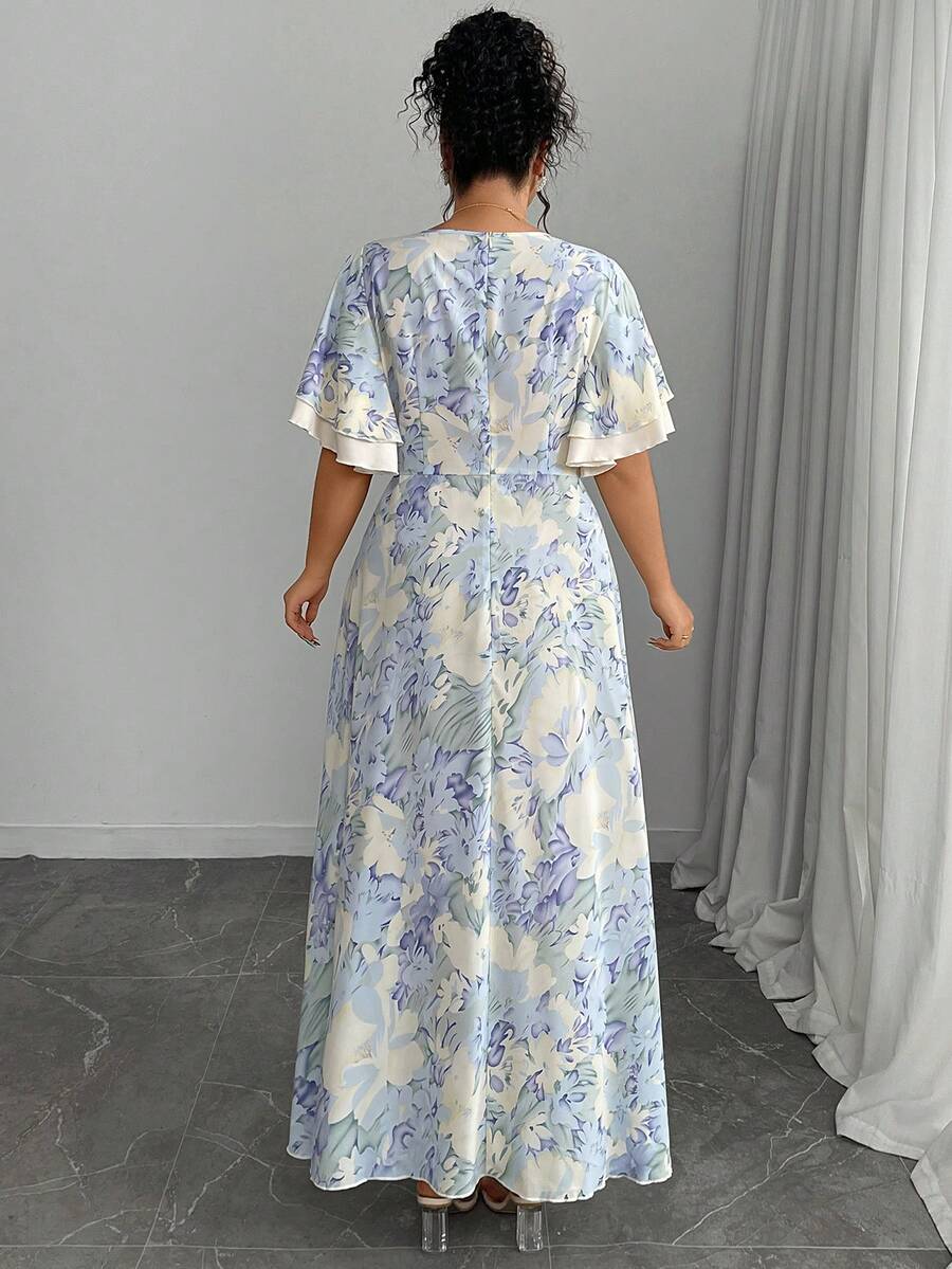 Plus Size Floral Print Square  - Midi Skirt Floral 리뷰 및 가격
