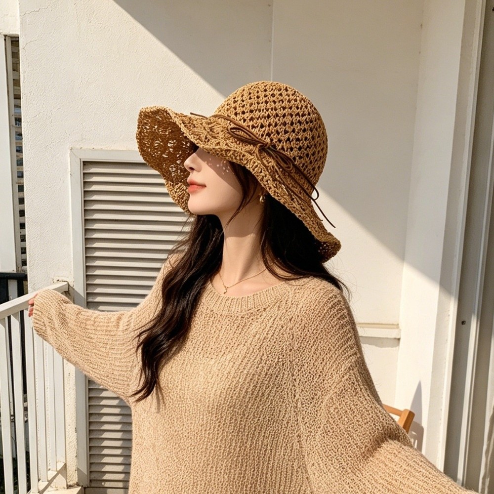 Handwoven Crochet Straw Hat Wi - Hat Floppy Wide 리뷰 및 가격
