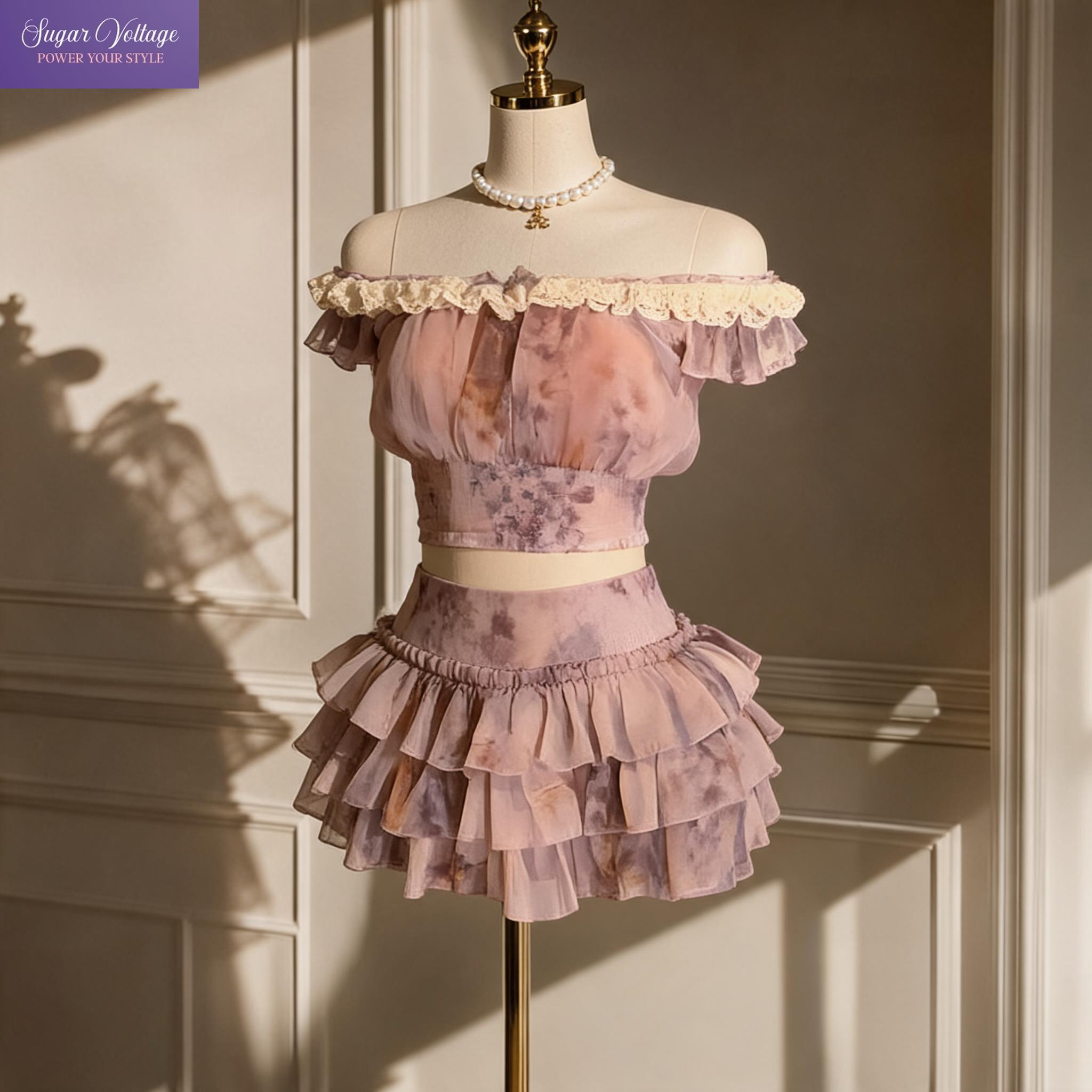 French Sweet Coquette Off Shou - Romper Floral Print 리뷰 및 가격