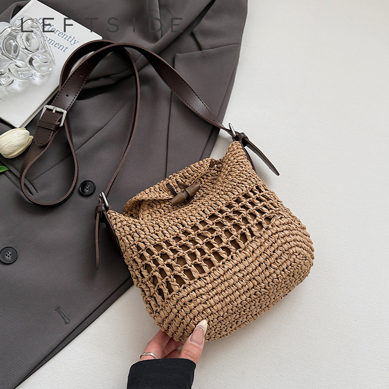 Small Woven Straw Bucket Bag L - Crochet Bag Raffia 리뷰 및 가격