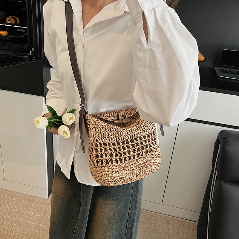 Small Woven Straw Bucket Bag L - Crochet Bag Raffia 리뷰 및 가격