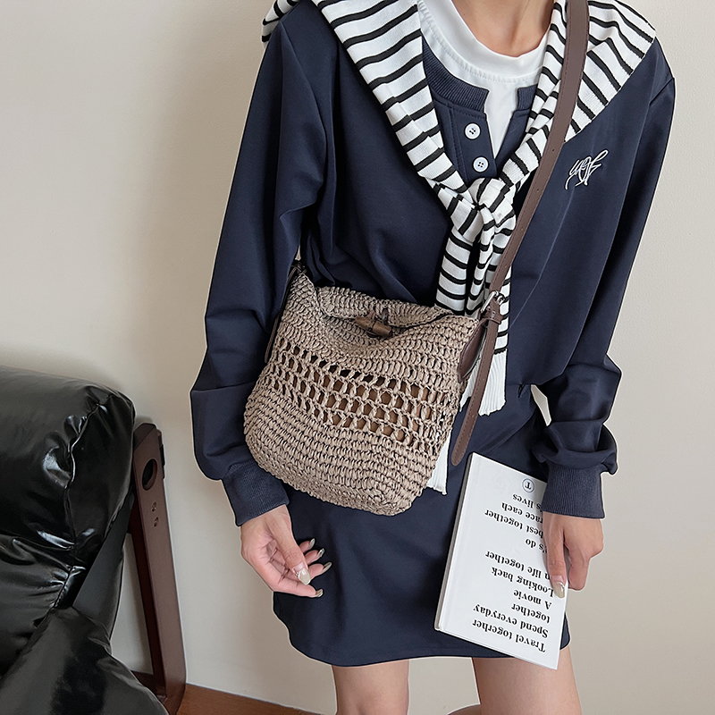 Small Woven Straw Bucket Bag L - Crochet Bag Raffia 리뷰 및 가격