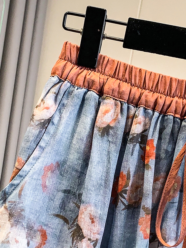 Rustic Floral Print Loose A-Li - Midi Skirt Floral 리뷰 및 가격