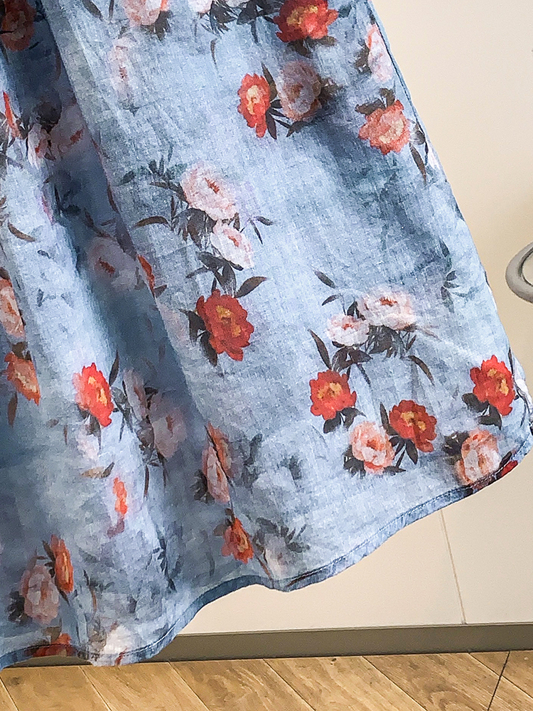 Rustic Floral Print Loose A-Li - Midi Skirt Floral 리뷰 및 가격