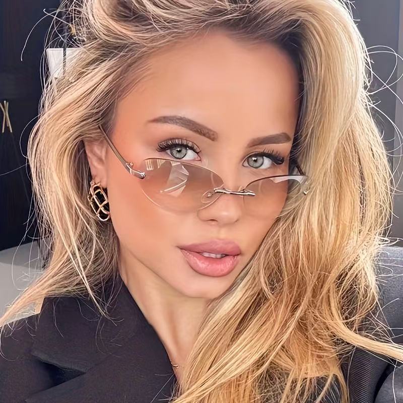 Rimless  Oval Sun Glasses for  - Sunglasses Cat Eye 리뷰 및 가격