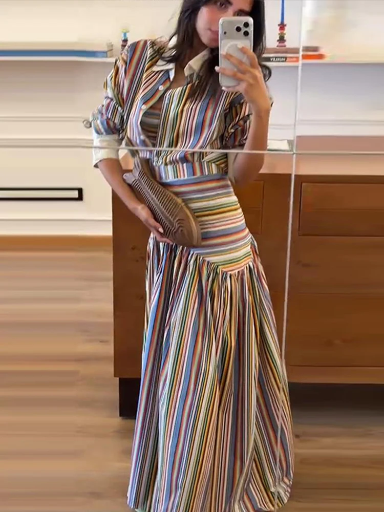 Boho Colorful Stripe Shirt Max - Maxi Dress Halter 리뷰 및 가격
