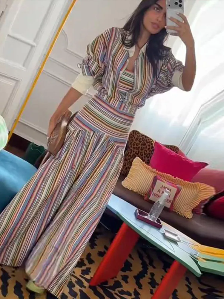 Boho Colorful Stripe Shirt Max - Maxi Dress Halter 리뷰 및 가격