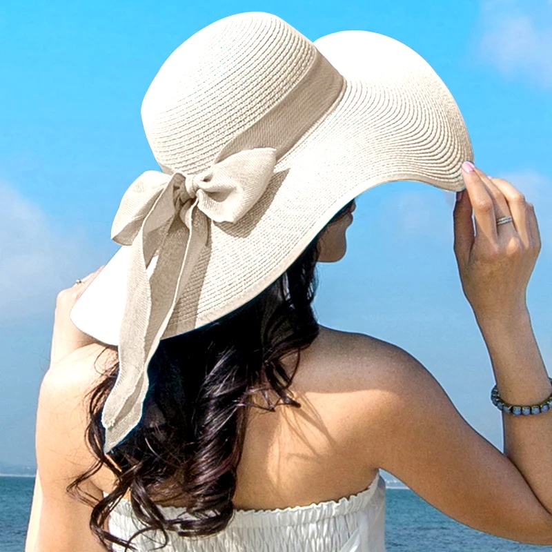 Summer Women Straw Hat Bowknot - Hat Floppy Wide 리뷰 및 가격
